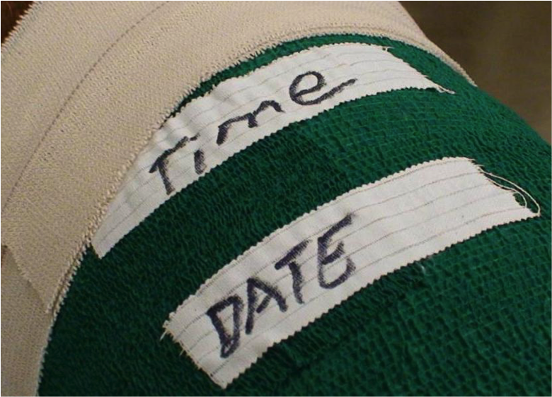 Figure 41.  Write the date and time of the bandage