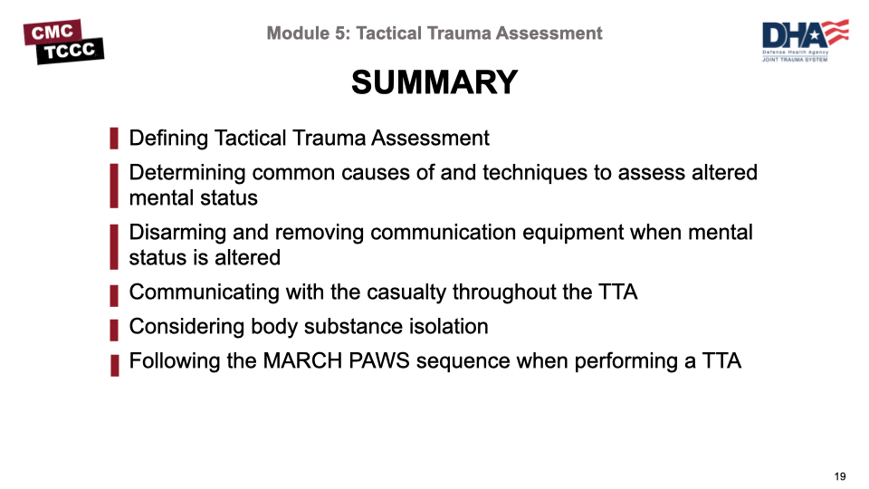 Module 5: Tactical Trauma Assessment